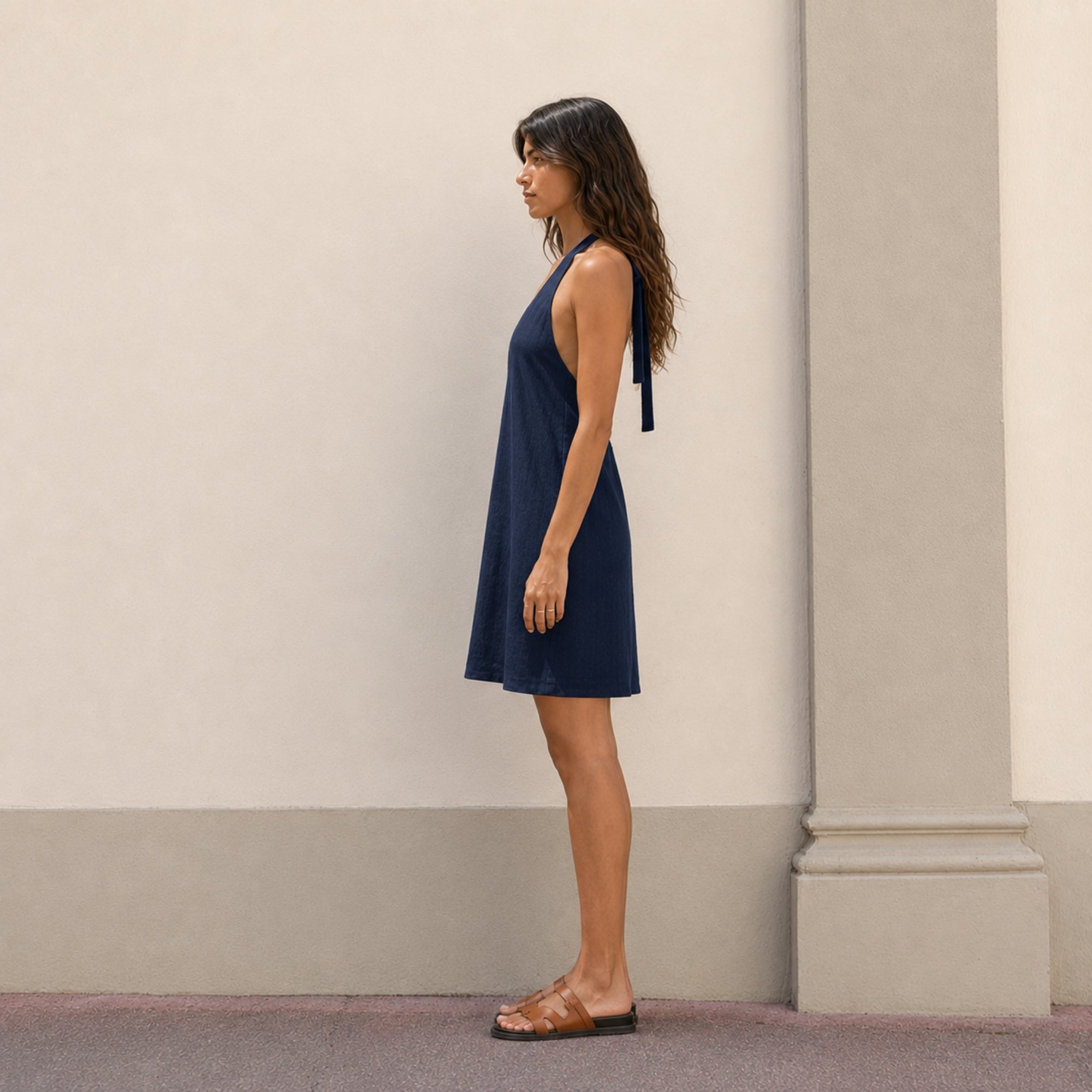 Vestito halter in lino