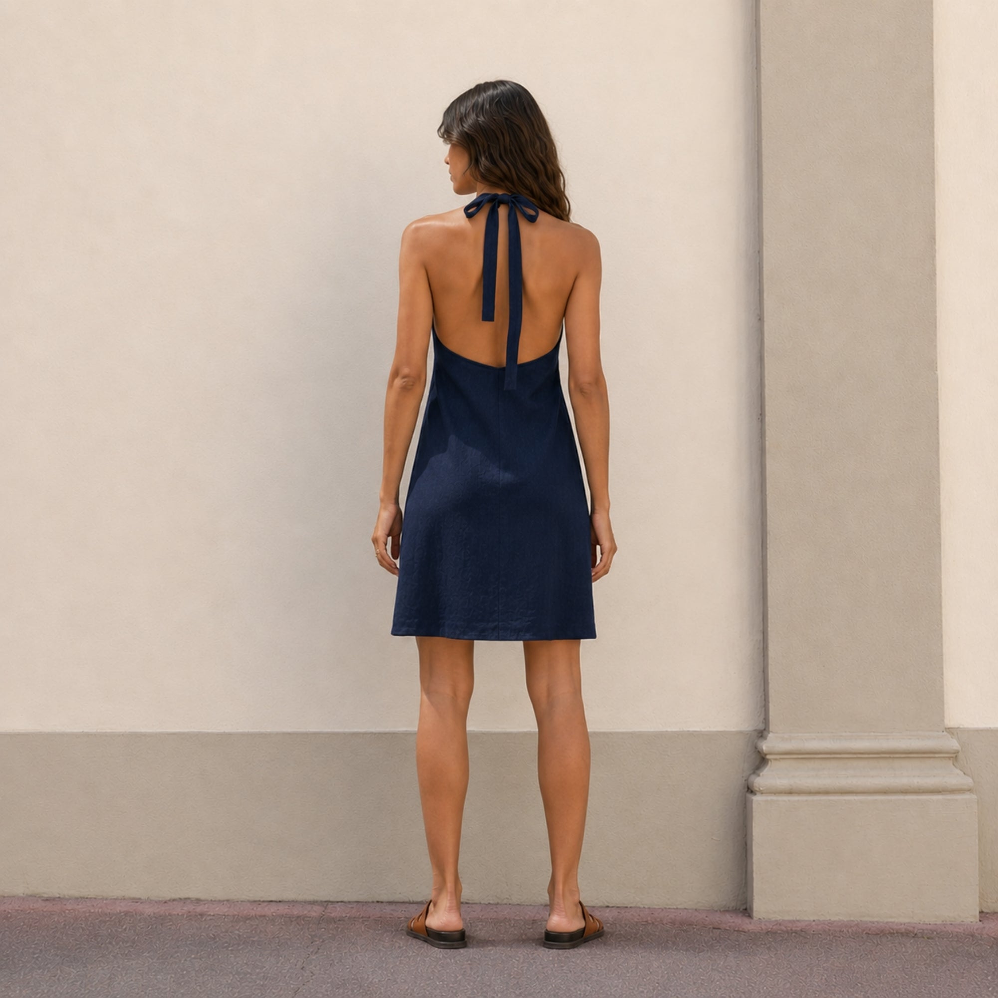Vestito halter in lino