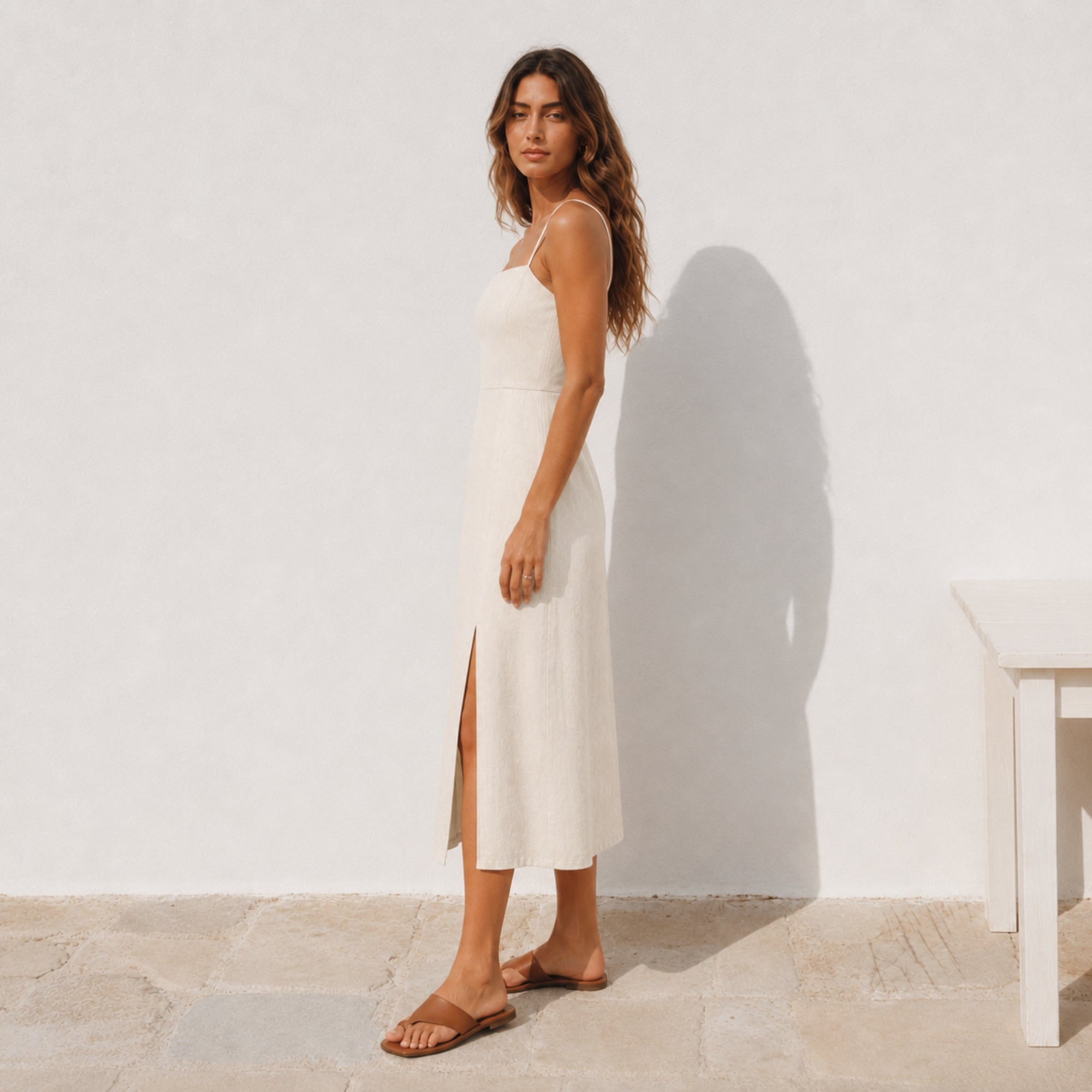 Vestito midi in lino