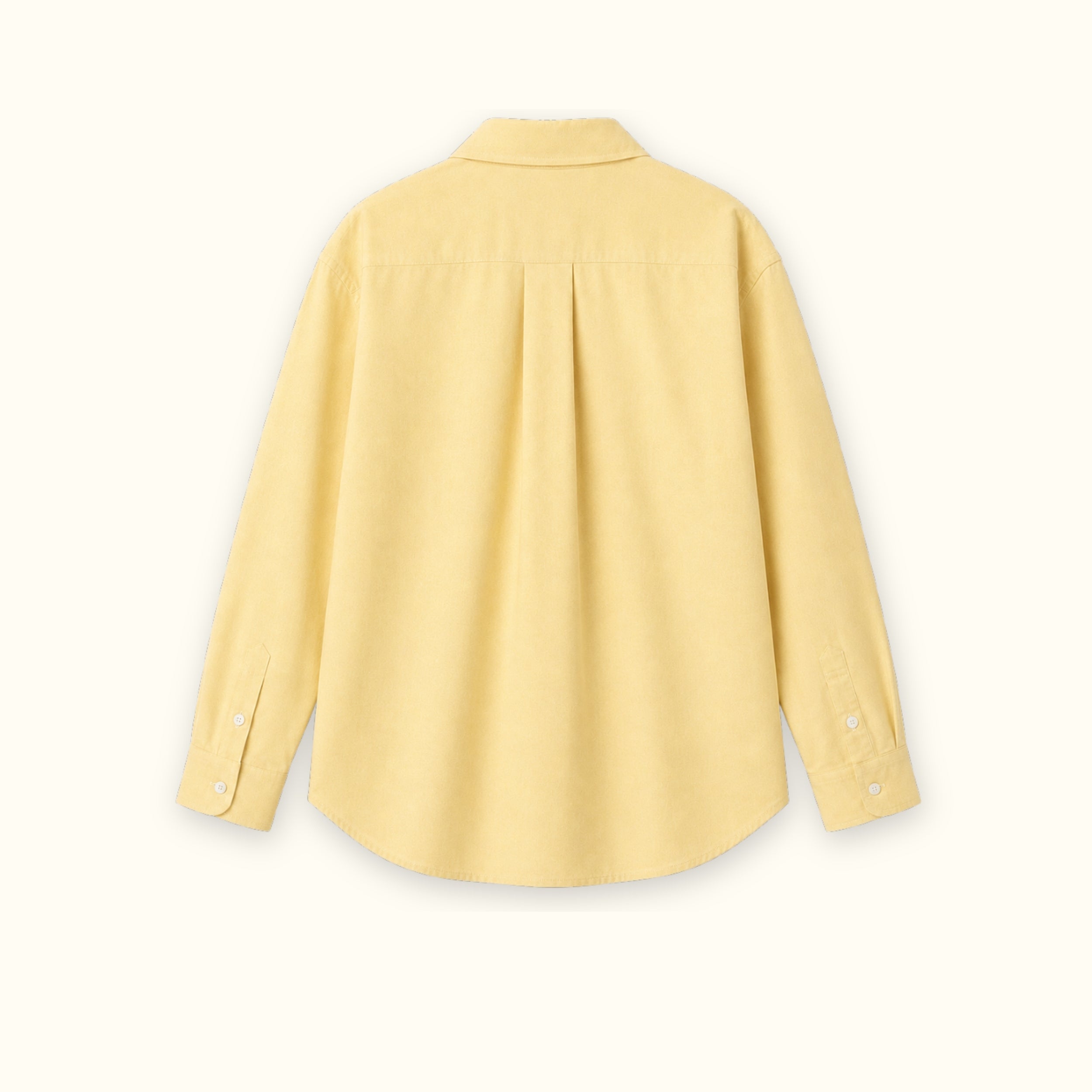 Camisa Oxford medium fit en Oxford amarillo claro, vista trasera, mostrando el cuello, el bajo y la confección relajada