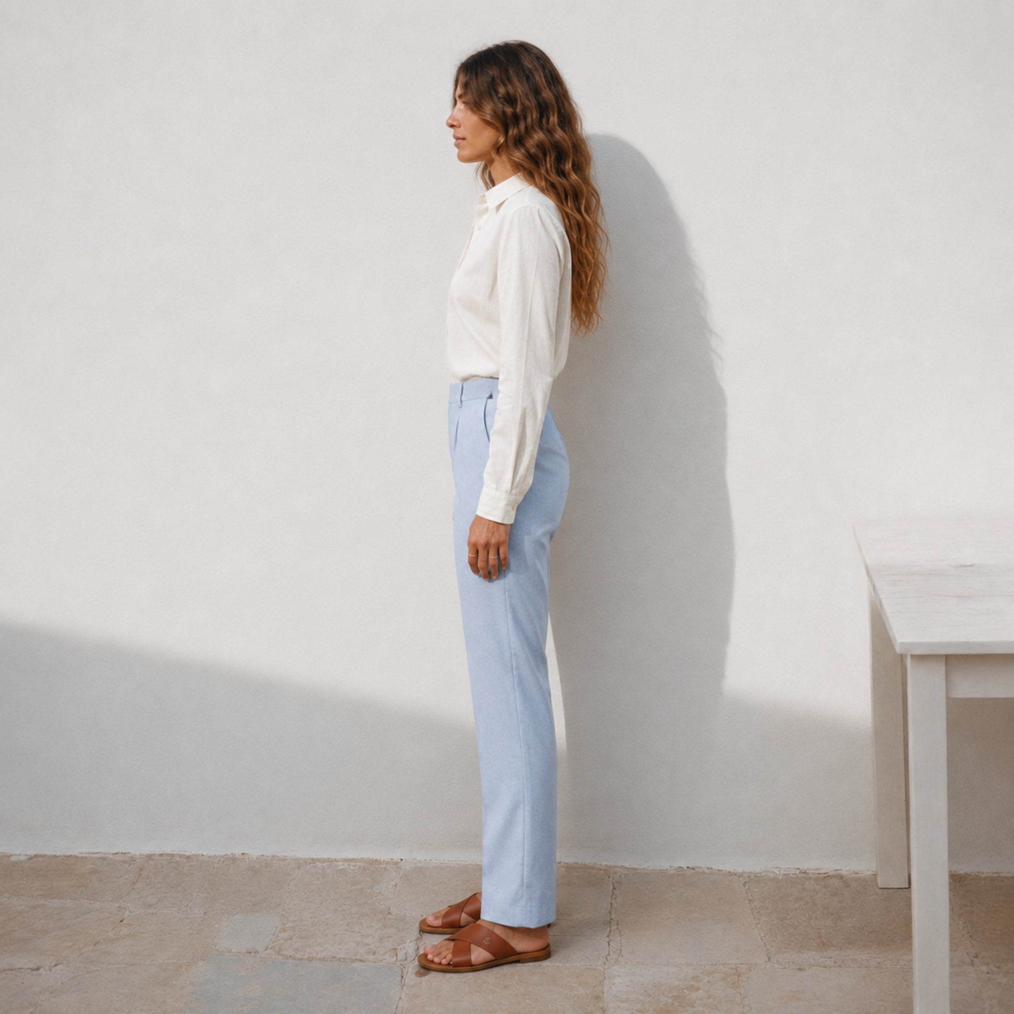Pantaloni in lino straight leg