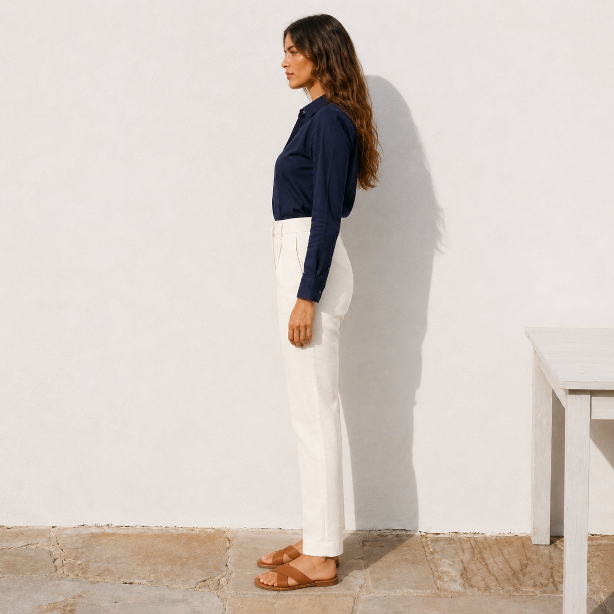 Pantaloni in lino straight leg