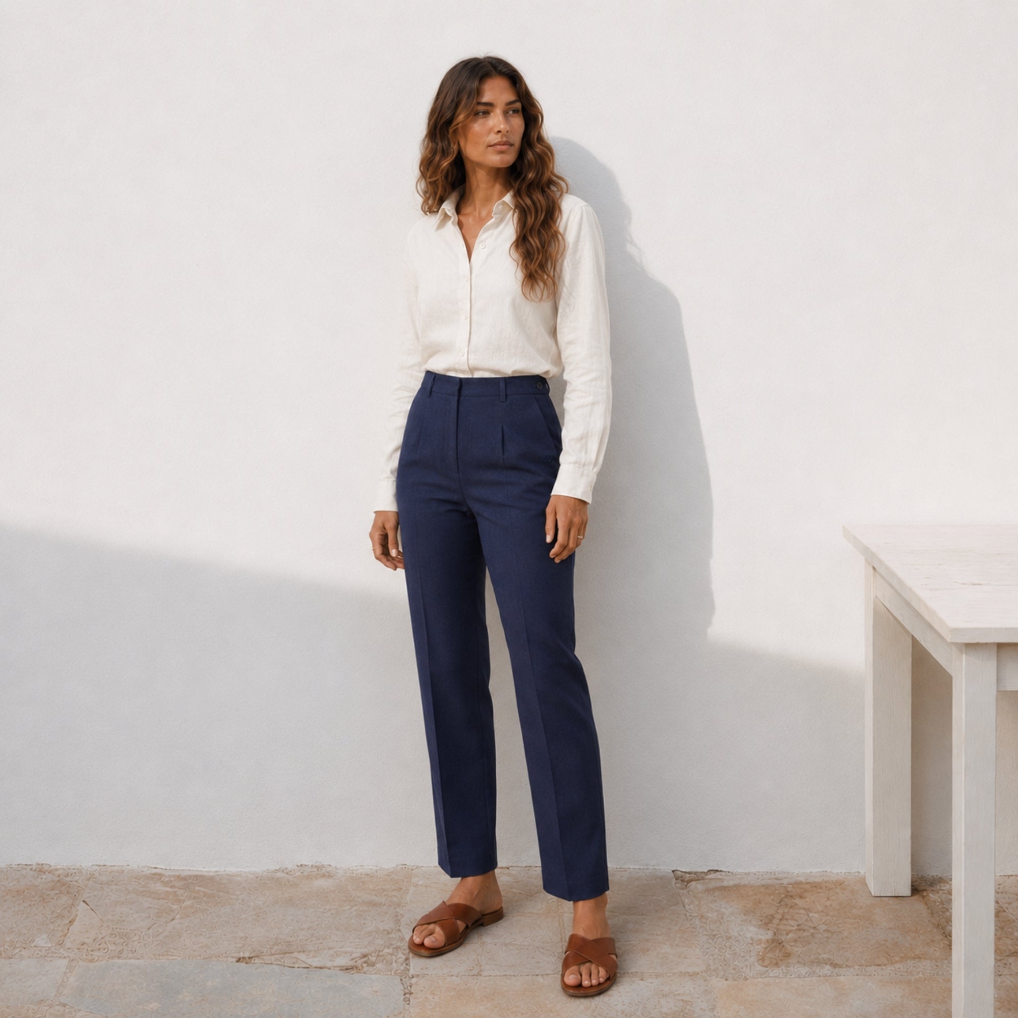 Pantaloni in lino straight leg