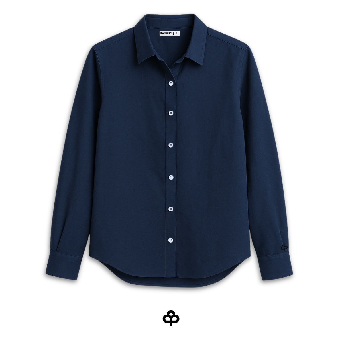 Women's Long Sleeve Linen Shirt — Navy
