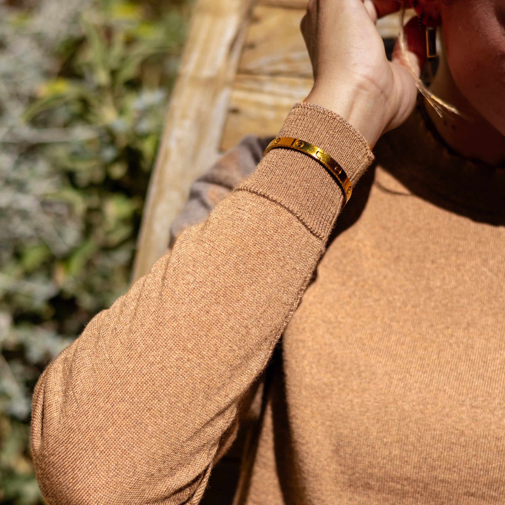 Extra fine merino wool crew neck sweater in Beige - view 2 - Pamuuc