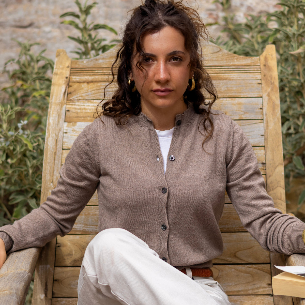 Merino Wool Cardigan — Beige