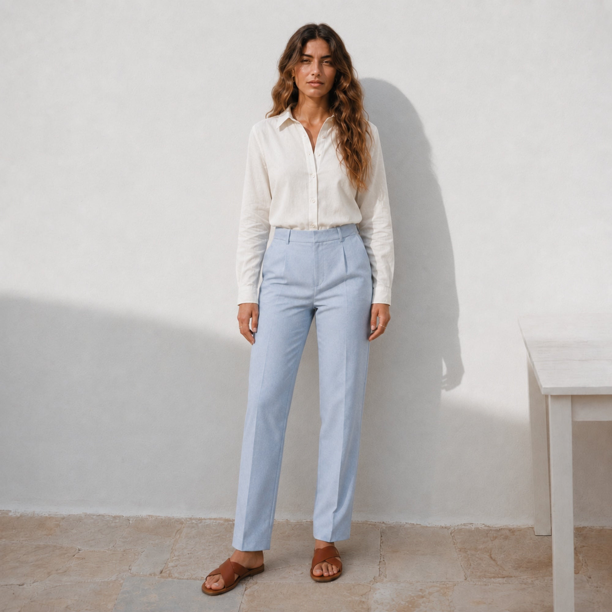 Pantaloni in lino straight leg