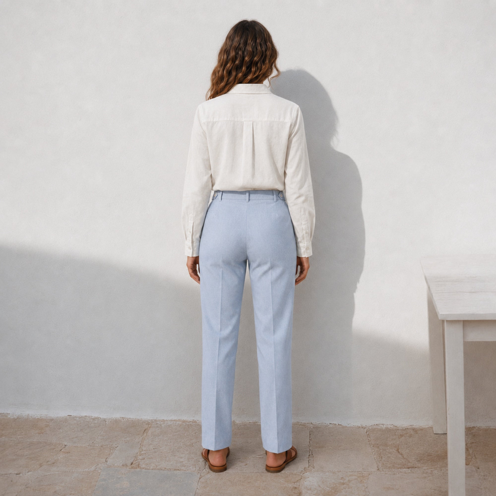 Pantaloni in lino straight leg