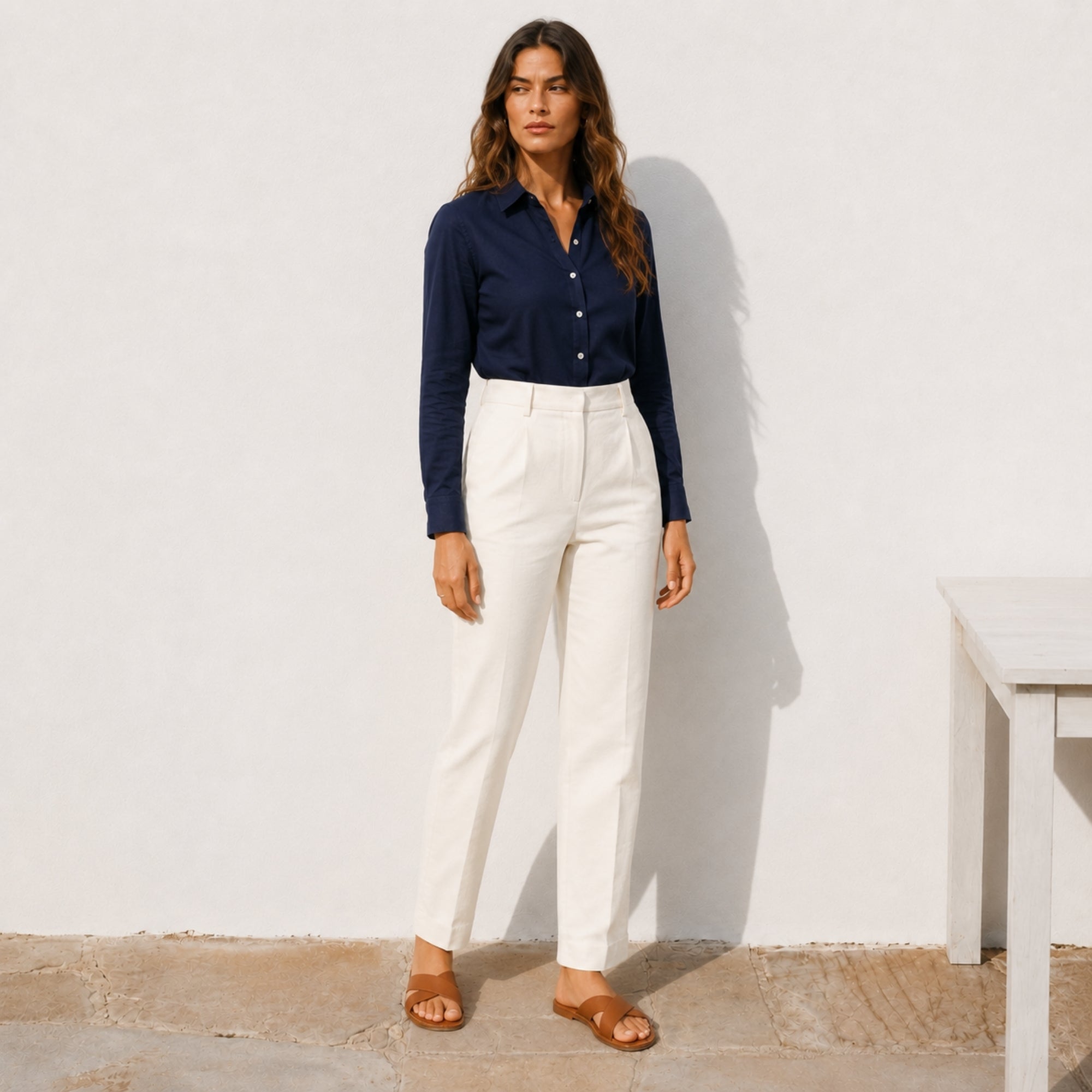 Pantaloni in lino straight leg