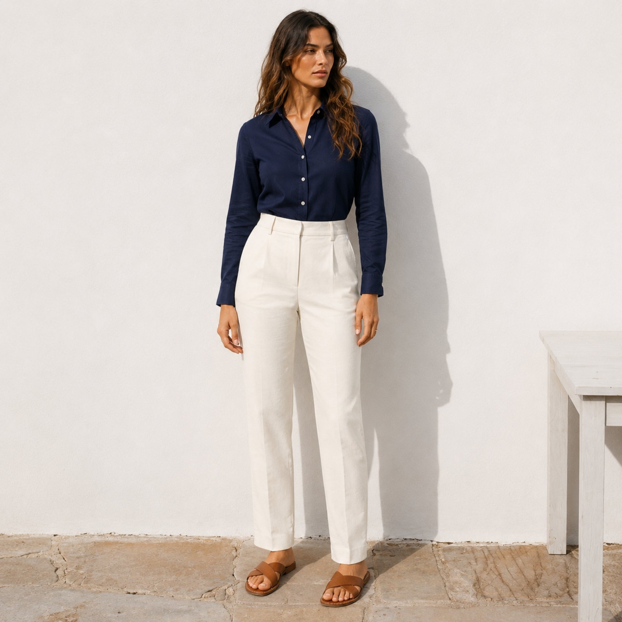 Pantaloni in lino straight leg