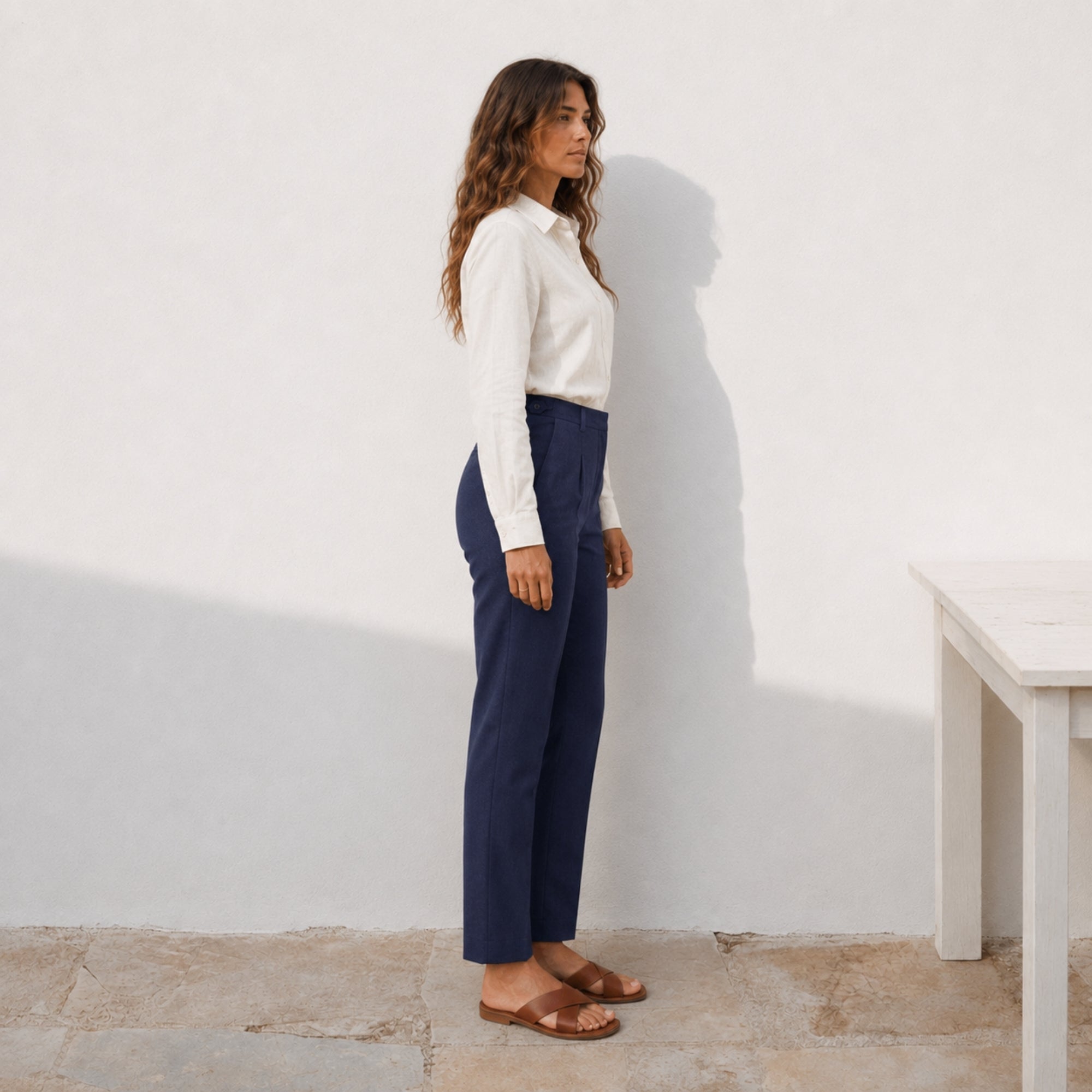 Pantaloni in lino straight leg