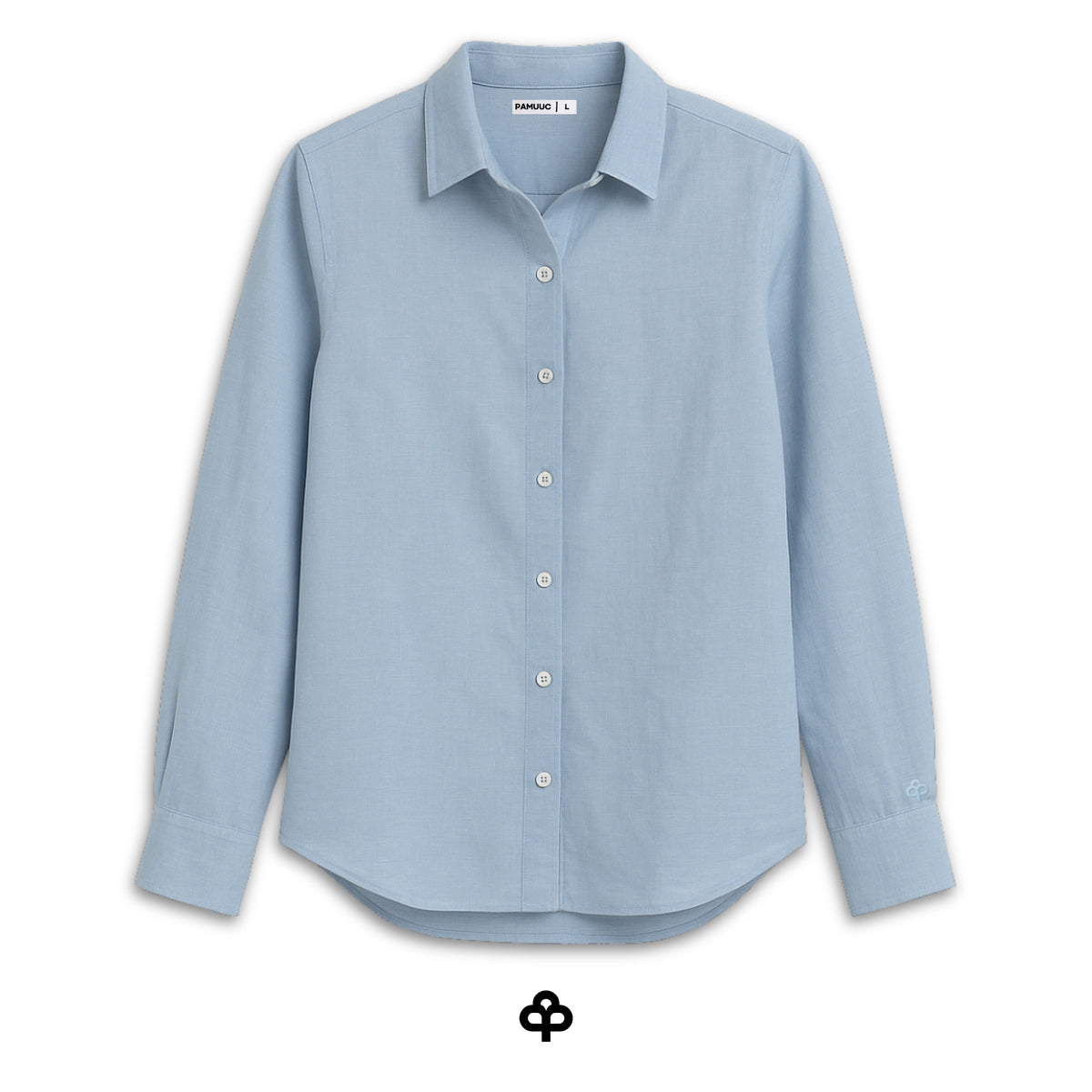 Women's Long Sleeve Linen Shirt — Blue